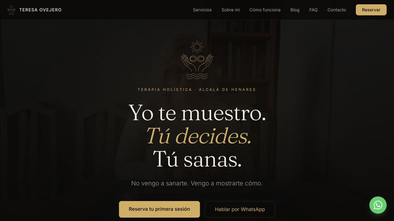 Página de inicio de Teresa Ovejero: presentación de su marca y actividad