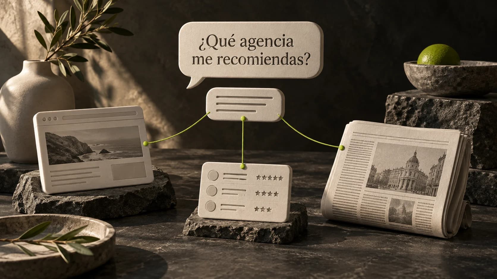 Cómo una respuesta de IA se construye a partir de varias fuentes: webs, directorios y medios